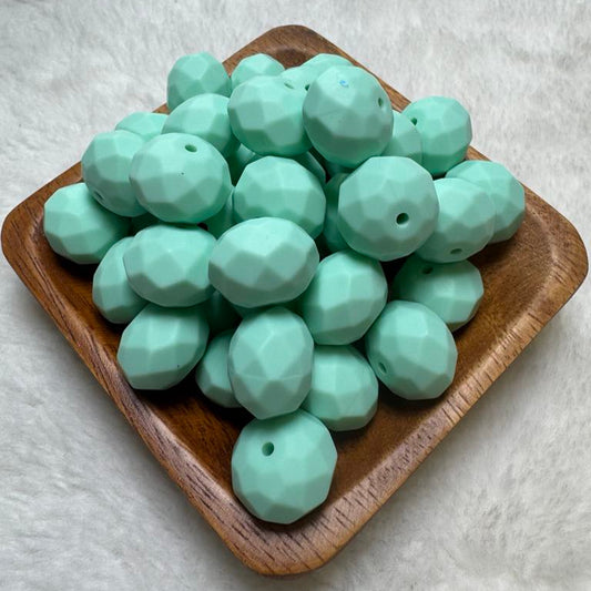 Mint Faceted Geo Silicone Beads