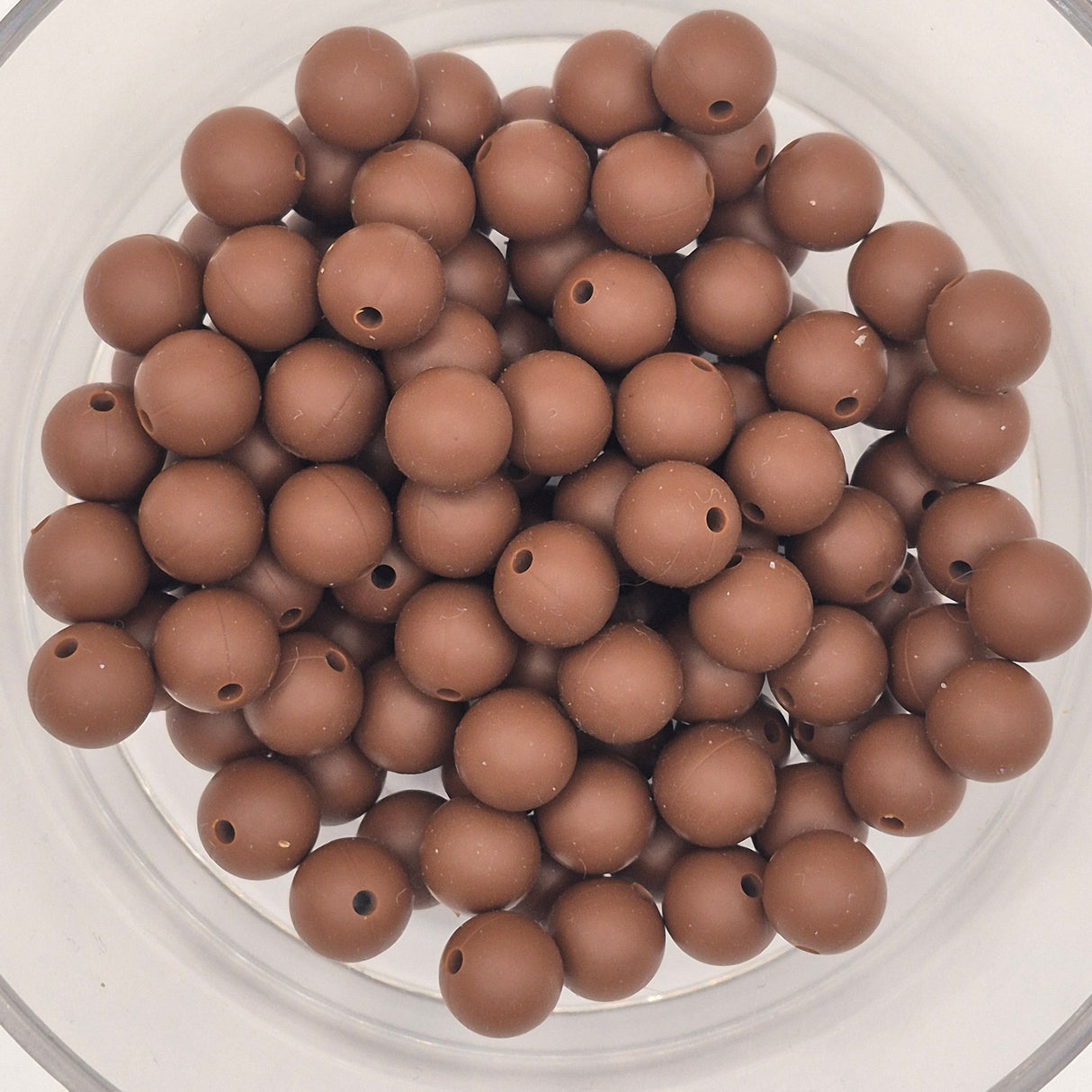 Mocha 9mm Solid Silicone Beads