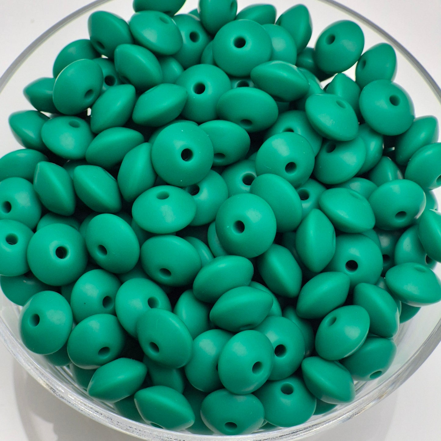 Deep Green Lentil 12mm*7mm Solid Silicone Beads