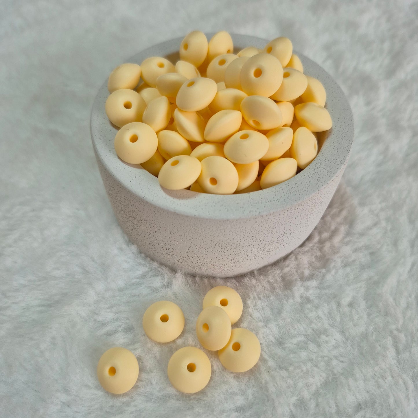 Vanilla Lentil 12mm*7mm Solid Silicone Beads