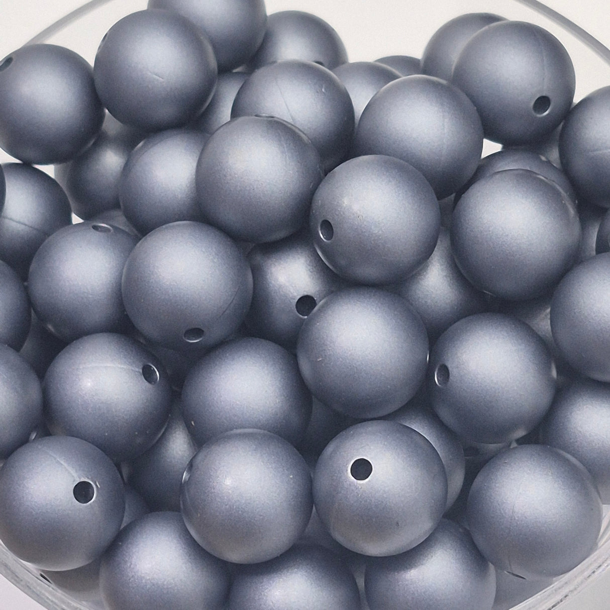 Hematite Metallic 15mm Silicone Beads