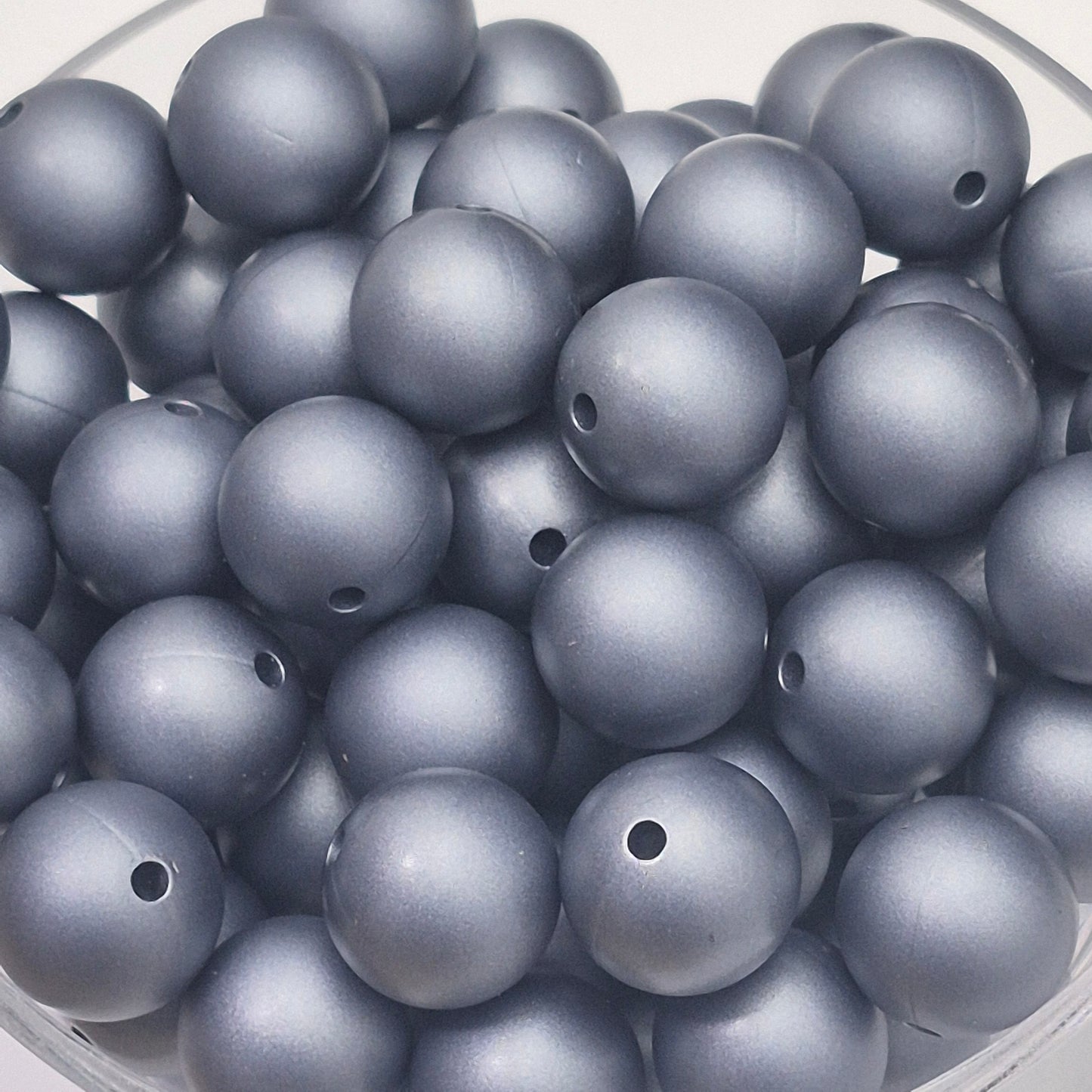 Hematite Metallic 15mm Silicone Beads