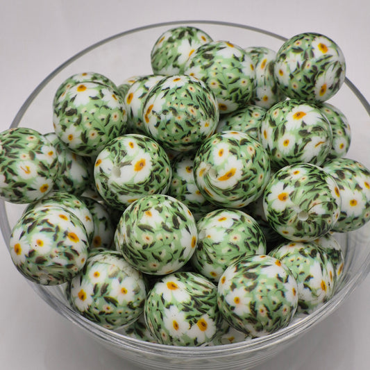 Field of Daisies 19mm Silicone Bead
