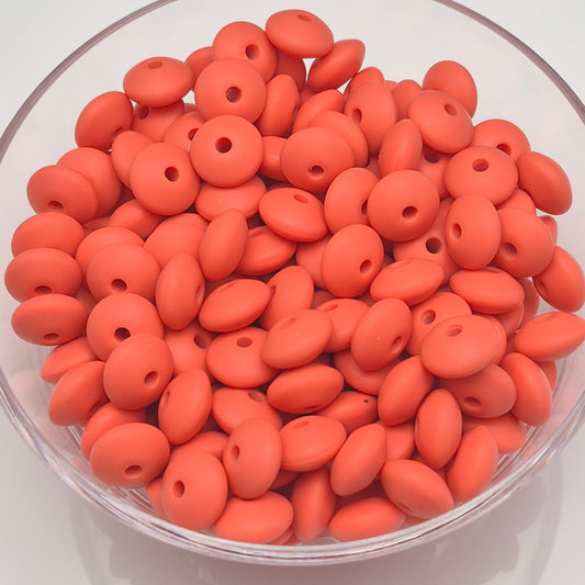 Key West Coral Lentil 12mm*7mm Solid Silicone Beads
