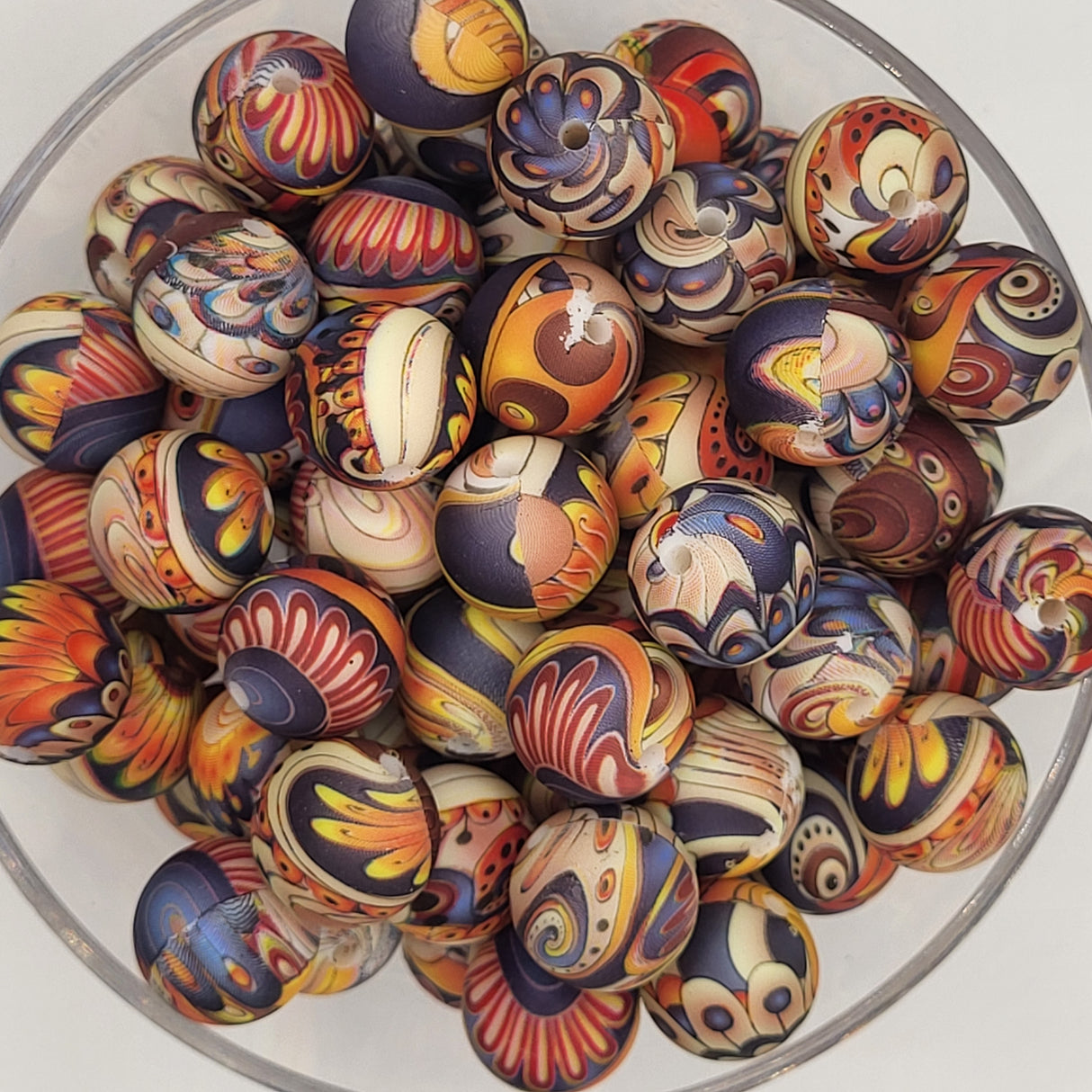 Boho Sunset Floral 15mm Silicone Bead