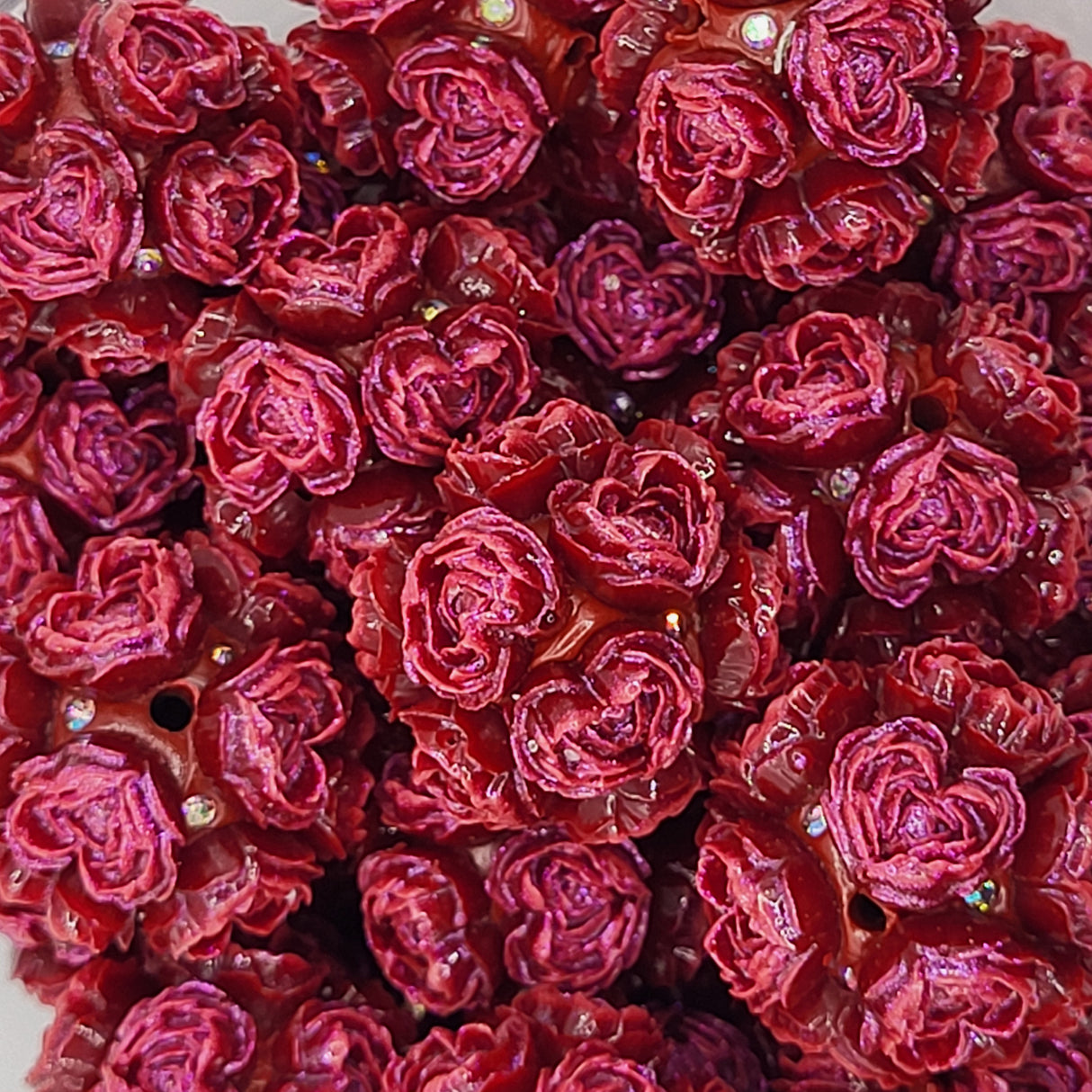 Heart Floral Glow 23mm Bead - 3d Acrylic Focal Bead