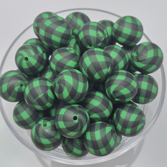 Green Lumber Luxe 19mm Print Silicone Bead