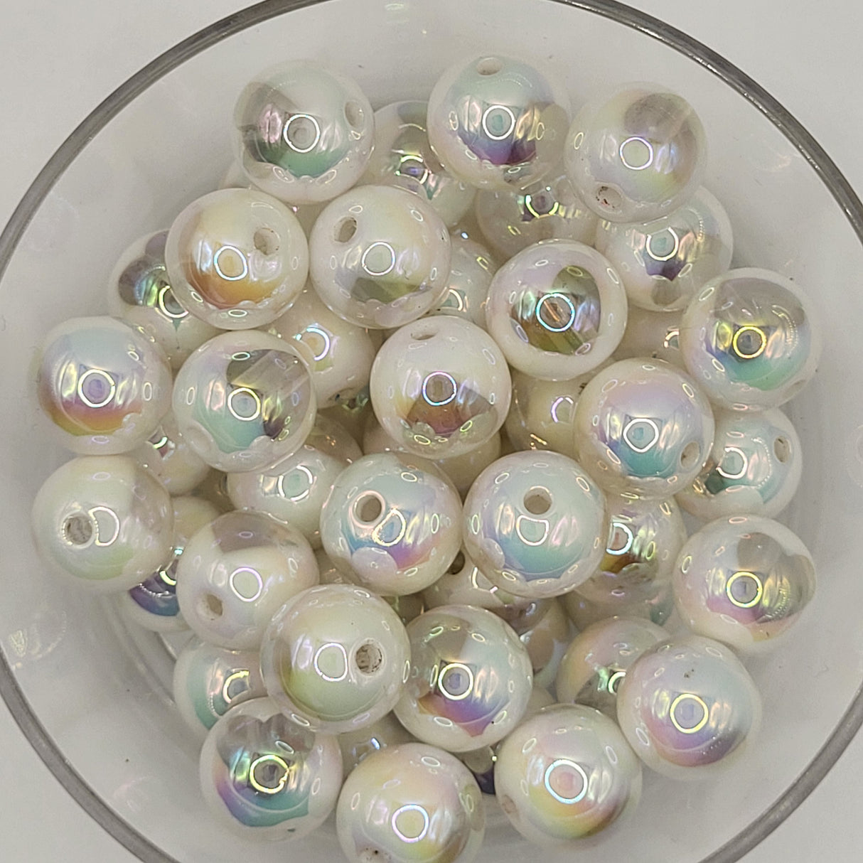 White Heart Opal 16mm Solid ACRYLIC Beads