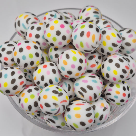 Dot Dot Dot 19mm Print Silicone Bead