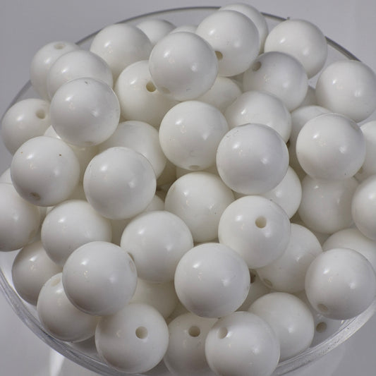 White Liquid 15mm Solid Silicone Beads