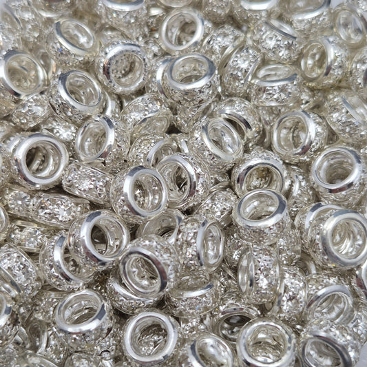 Silver Wide Hole Metal Spacers 10mm