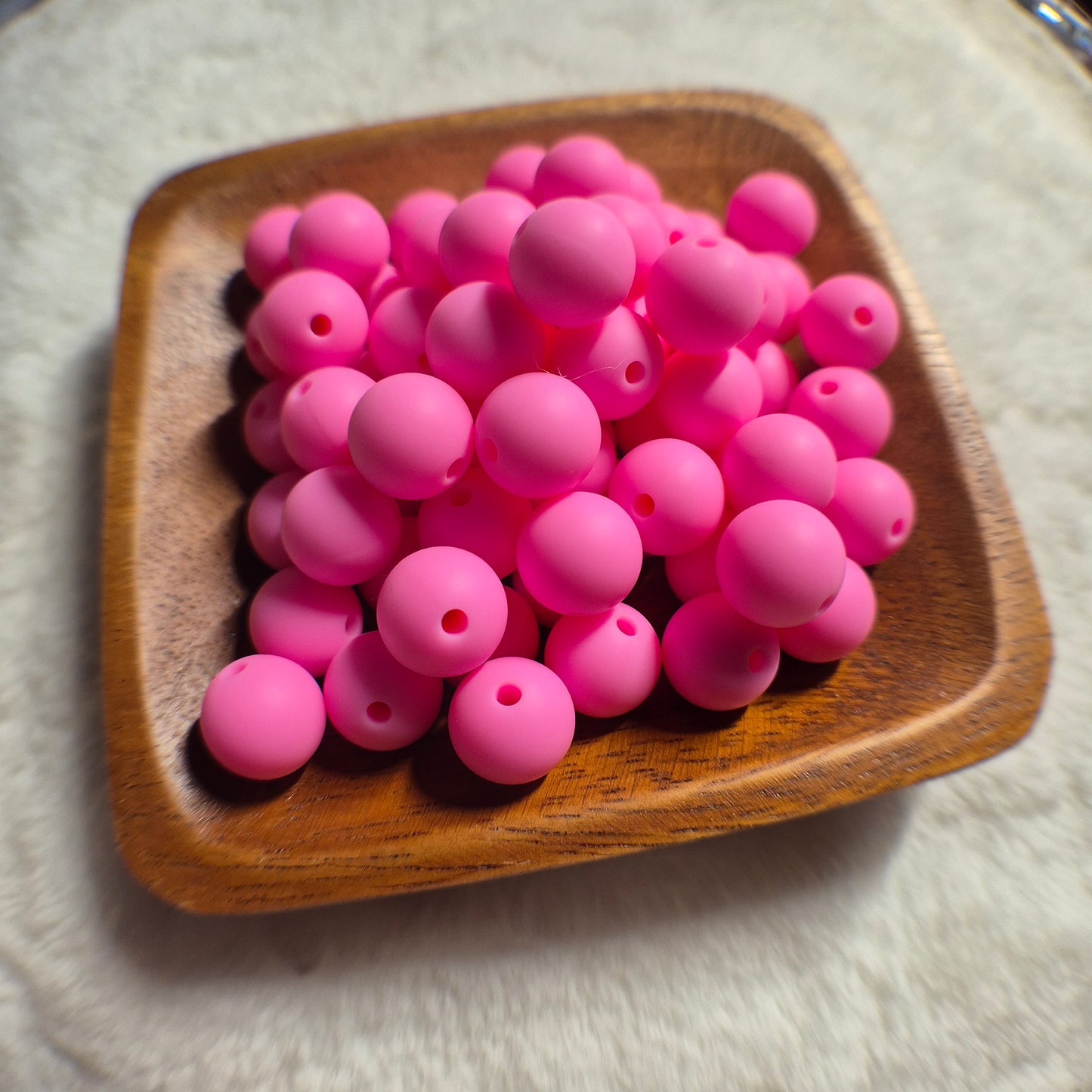 Pink 12mm Solid Silicone Beads