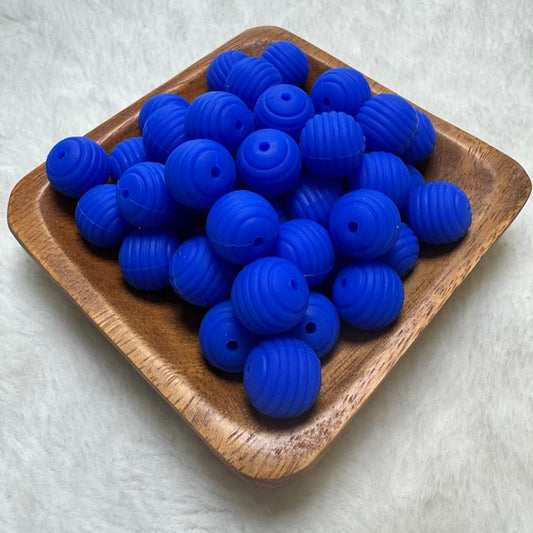 Royal Blue Honeycomb 15mm Silicone Bead