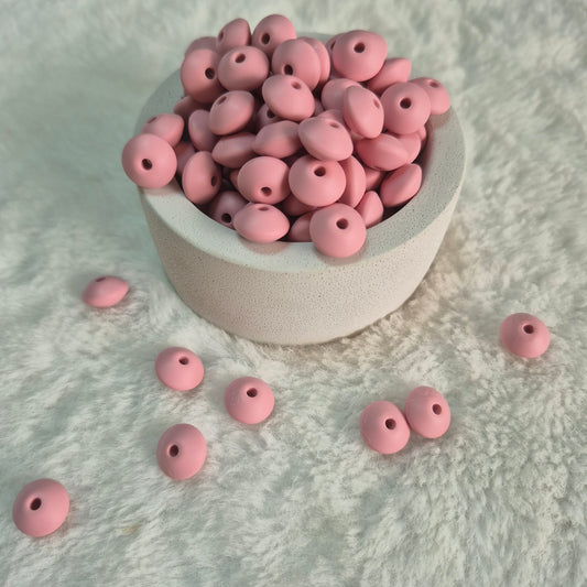 Dusty Rose Lentil 12mm*7mm Solid Silicone Beads