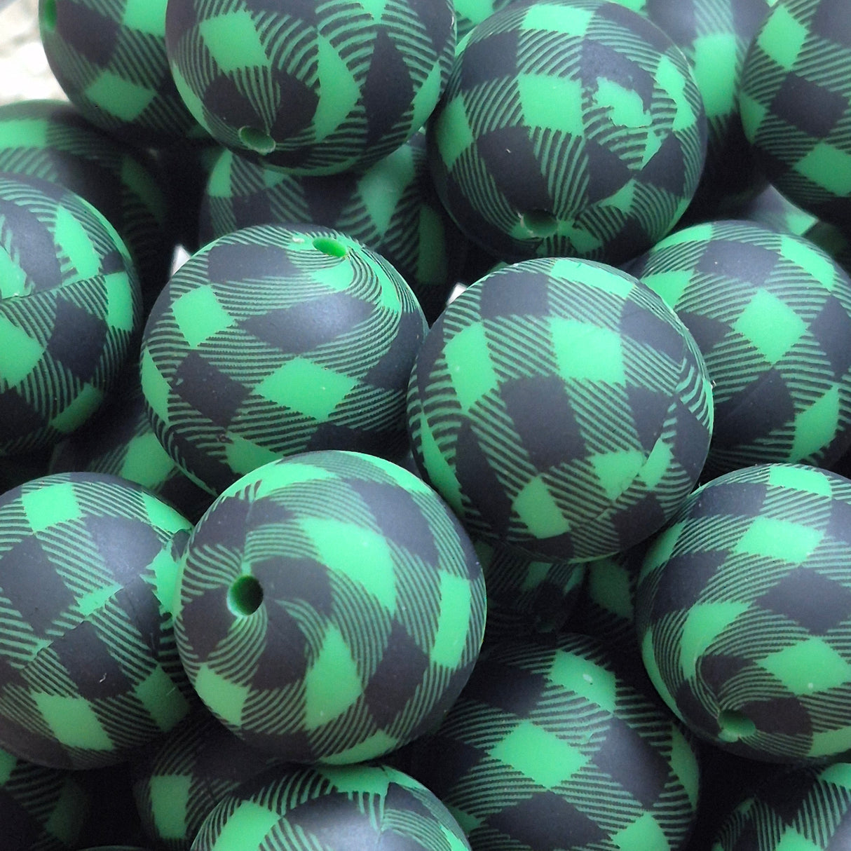 Green Lumber Luxe 19mm Print Silicone Bead