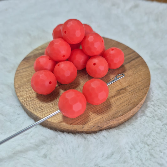 Light Sedona Faceted Orb 16mm Silicone Beads