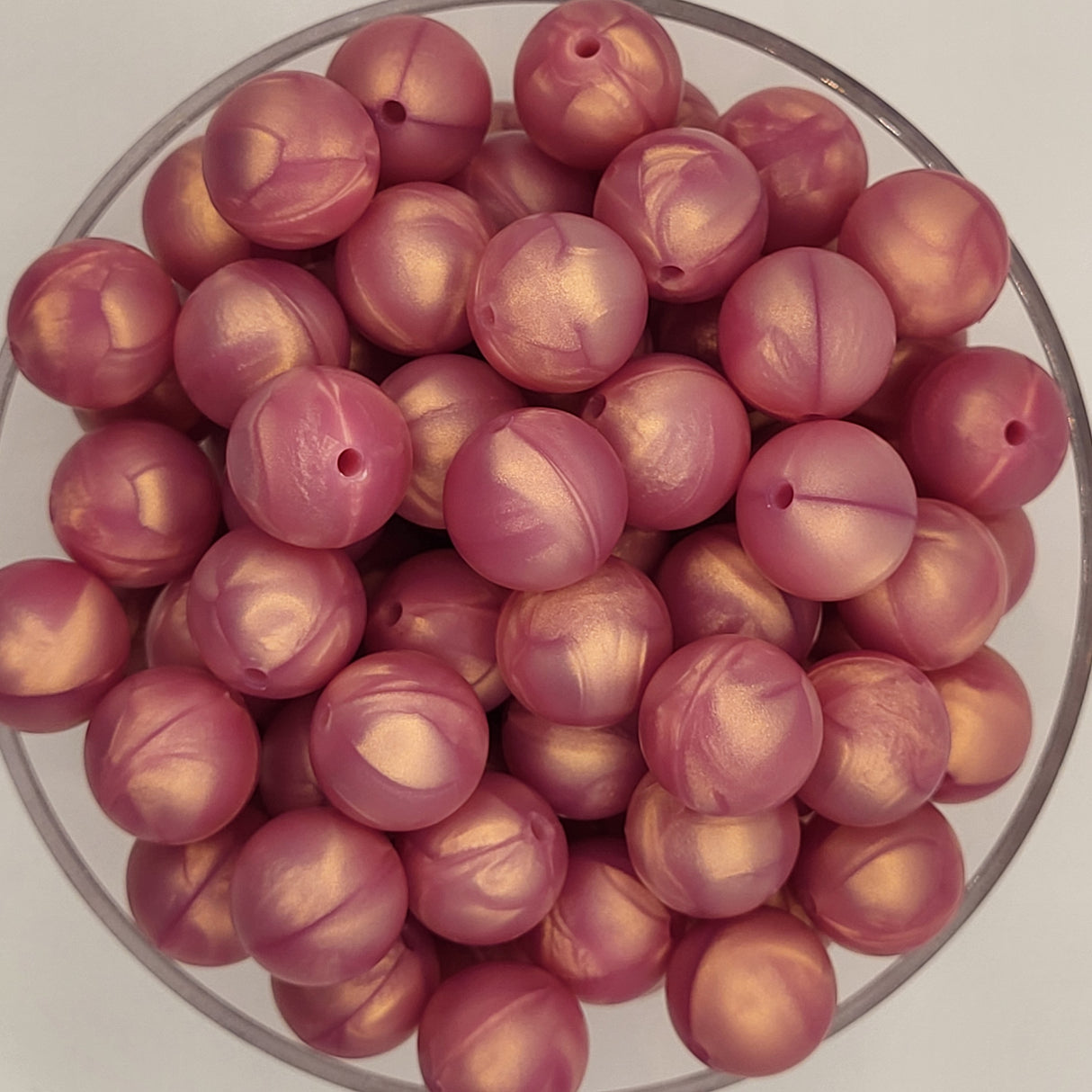 Champagne Rose Marble 15mm Silicone Bead