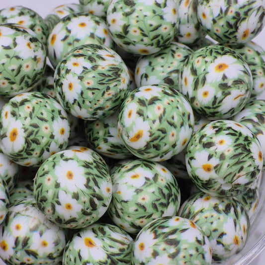 Field of Daisies 19mm Silicone Bead
