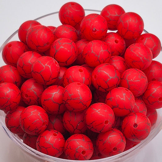 Electric Red 15mm Silicone Bead