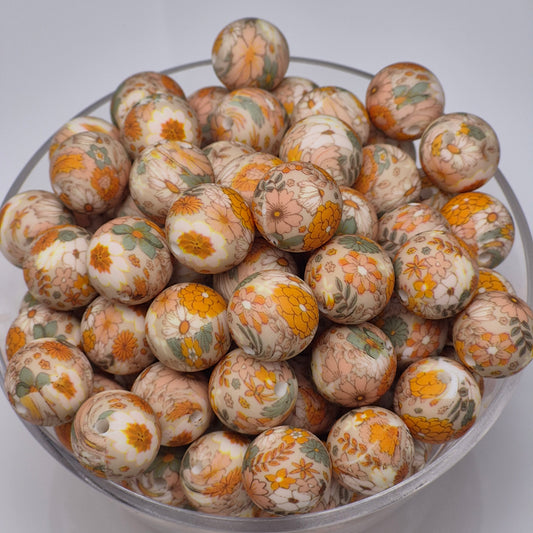 Orange Blossoms 15mm Silicone Bead