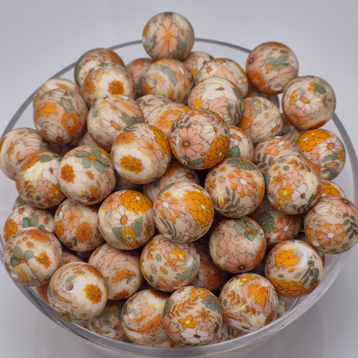 Orange Blossoms 15mm Silicone Bead