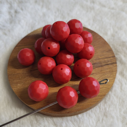 Cinnamon Red Faceted Orb 16mm Silicone Beads