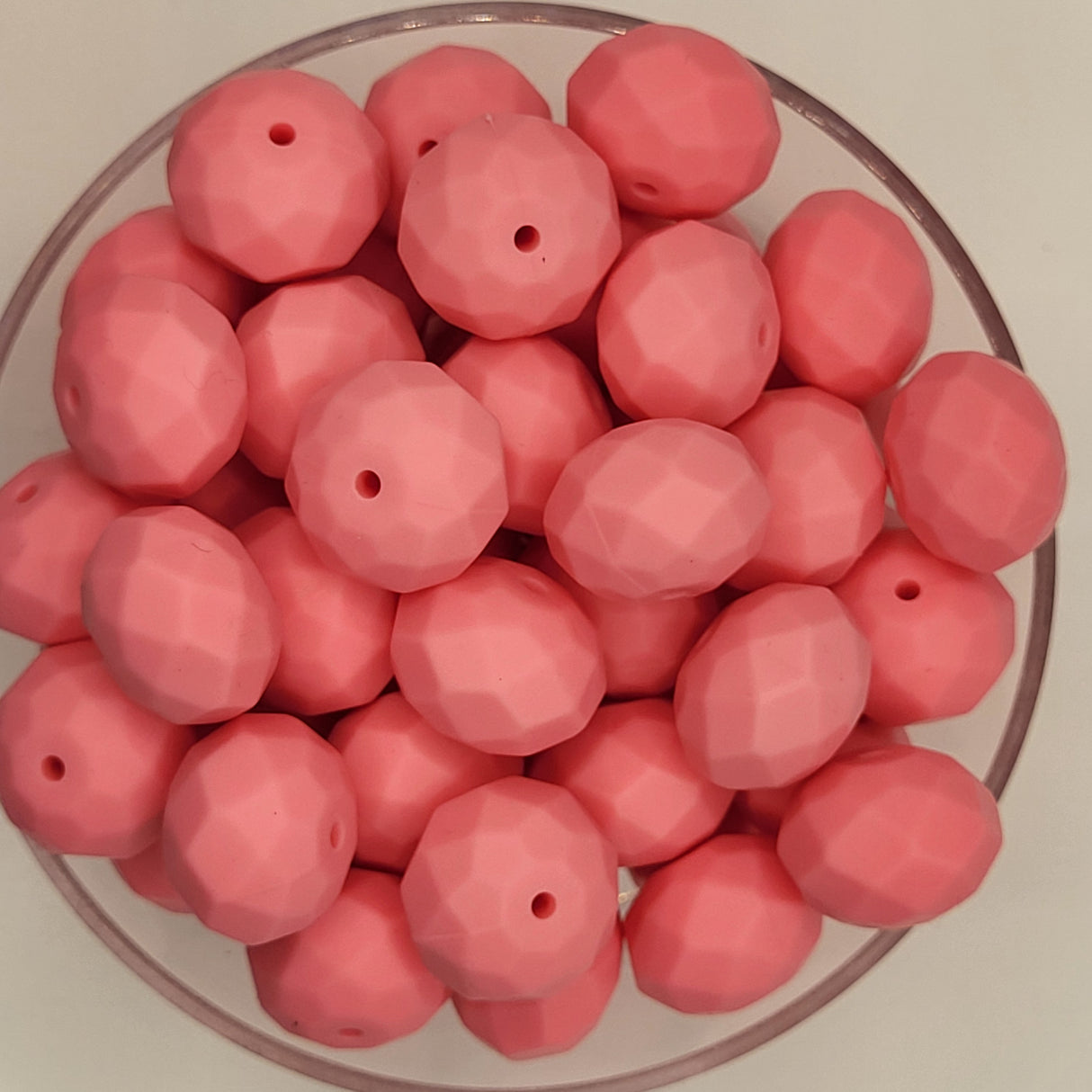 Strawberry Milkshake Faceted Geo Silicone Beads
