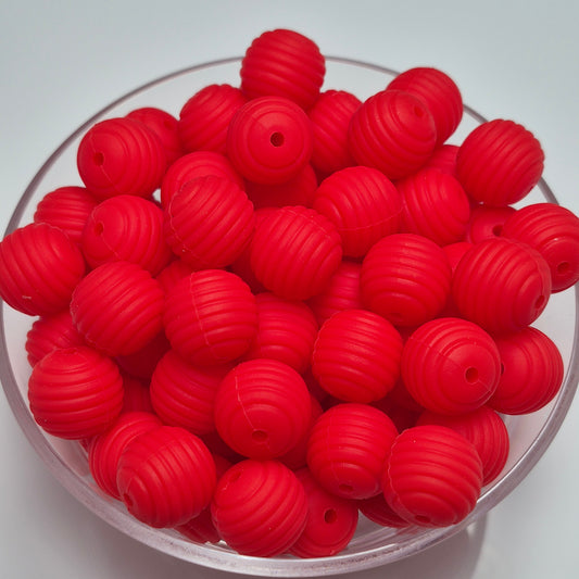 Scarlet Red Honeycomb 15mm Silicone Bead