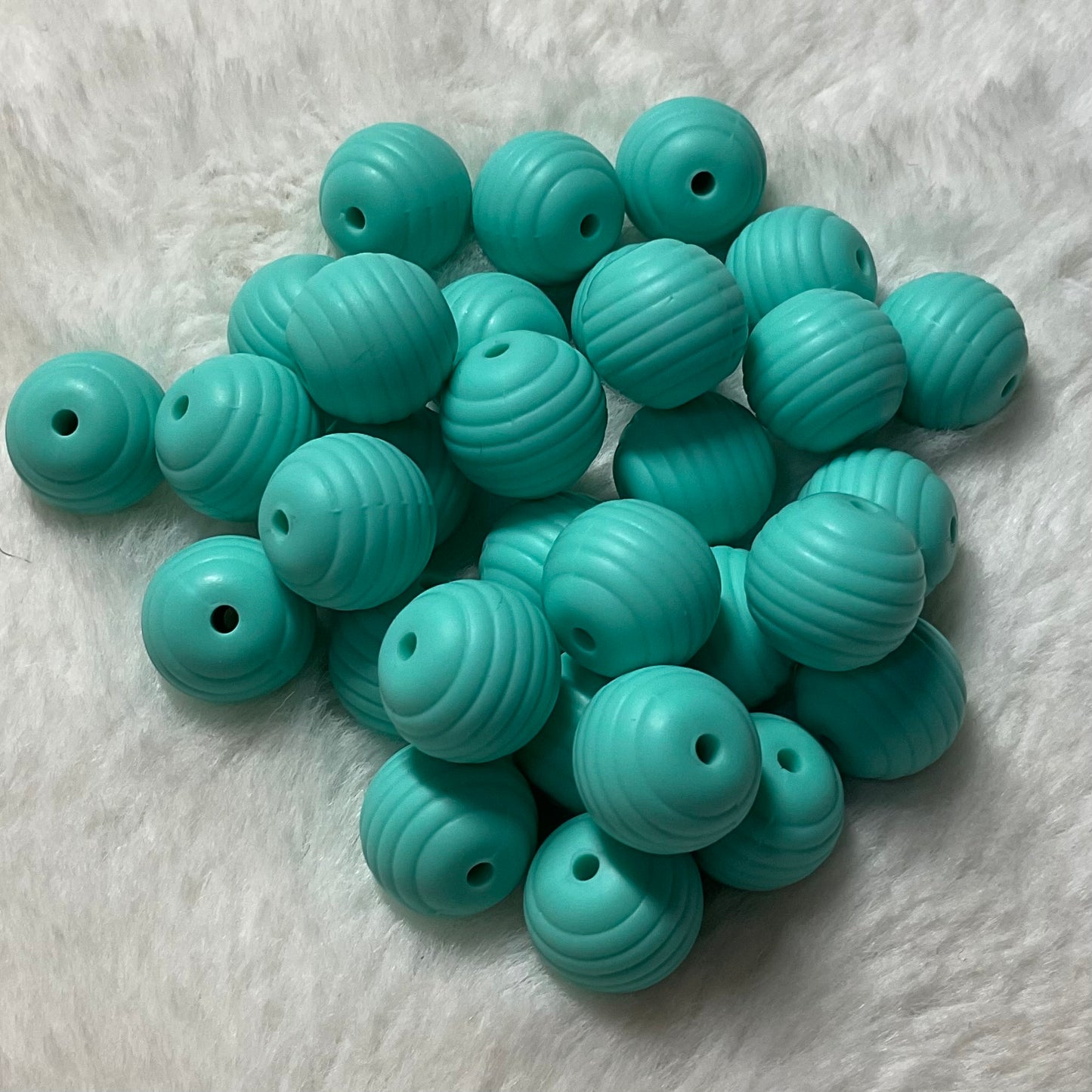 Light Teal Honeycomb 15mm Silicone Bead