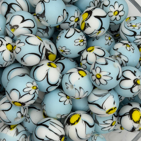 Daisy Doodle 15mm Silicone Bead