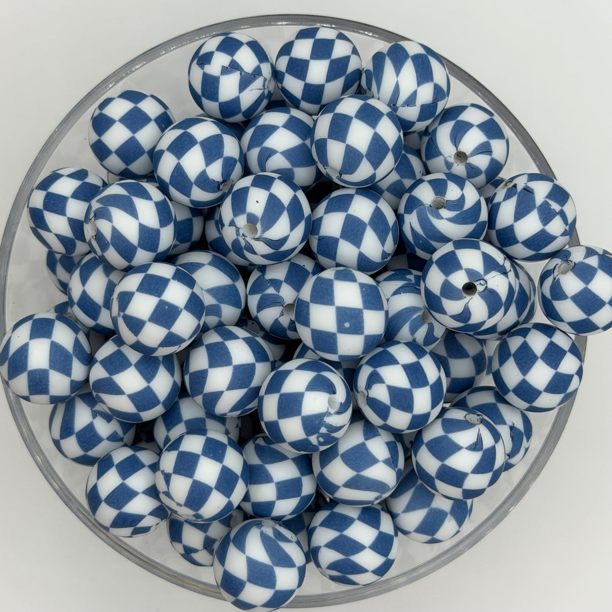 Blueberry Checkmate 15mm Silicone Bead