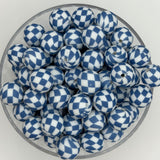 Blueberry Checkmate 15mm Silicone Bead