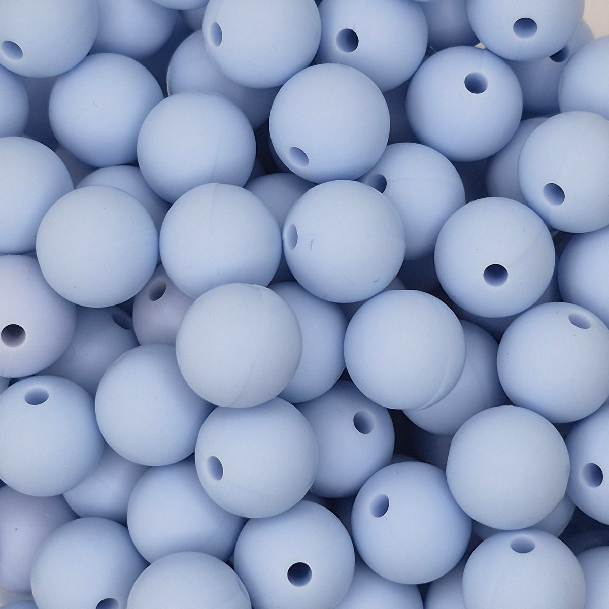Powder Blue 12mm Solid Silicone Beads