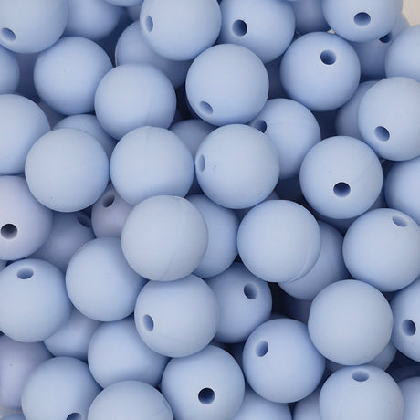 Powder Blue 12mm Solid Silicone Beads