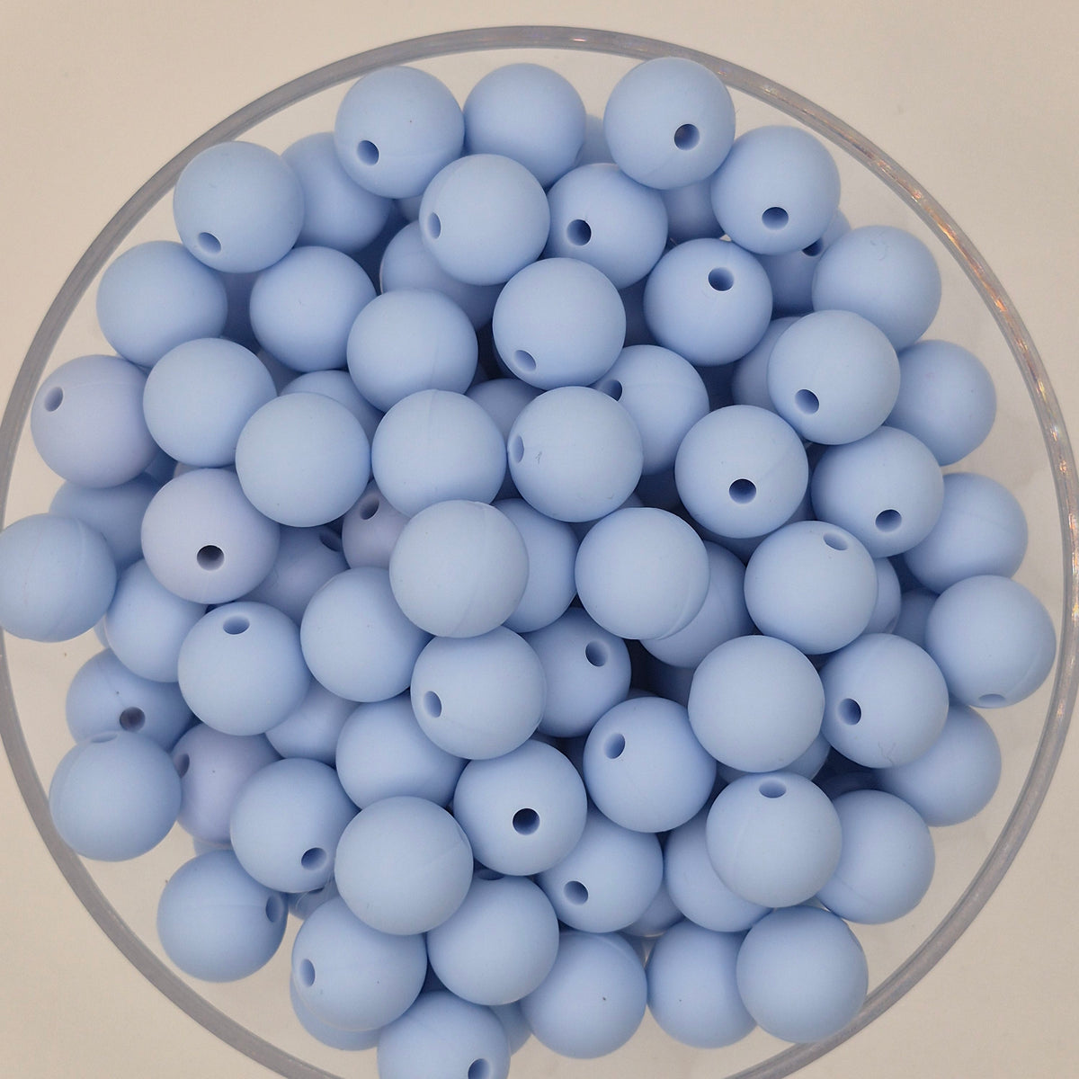 Powder Blue 12mm Solid Silicone Beads