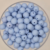 Powder Blue 12mm Solid Silicone Beads