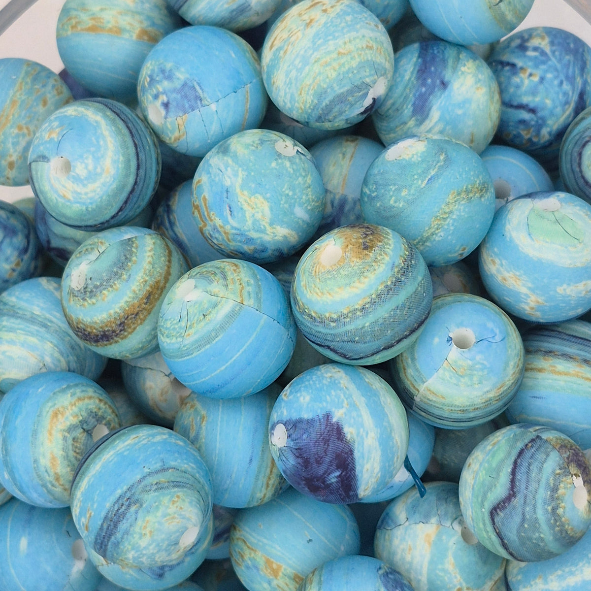 Blue Agate 15mm Silicone Bead