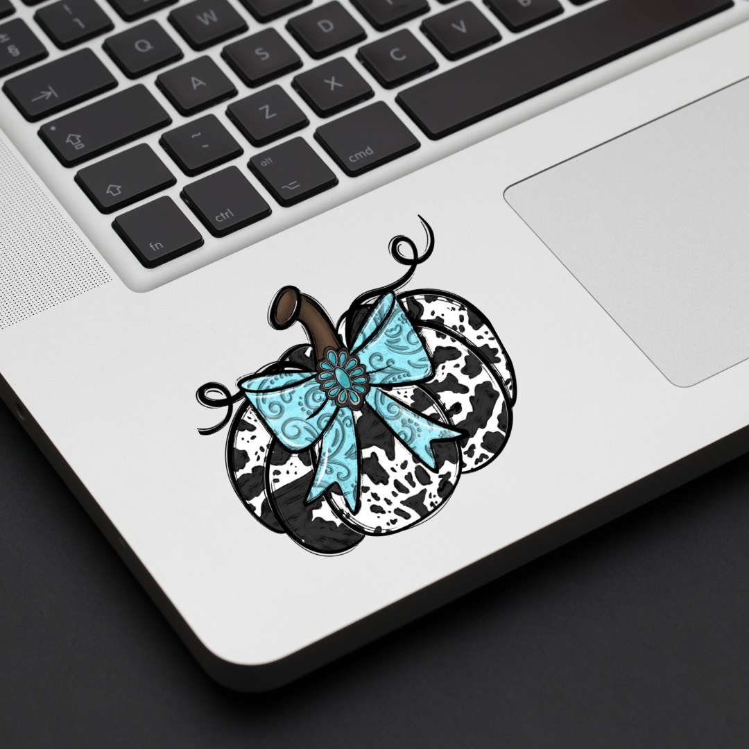 Cow Print Turquoise Pumpkin Decal