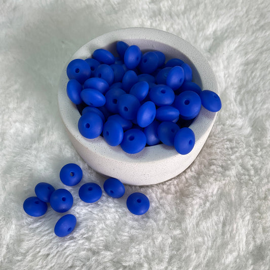 Royal Blue Lentil 12*7mm Solid Silicone Beads