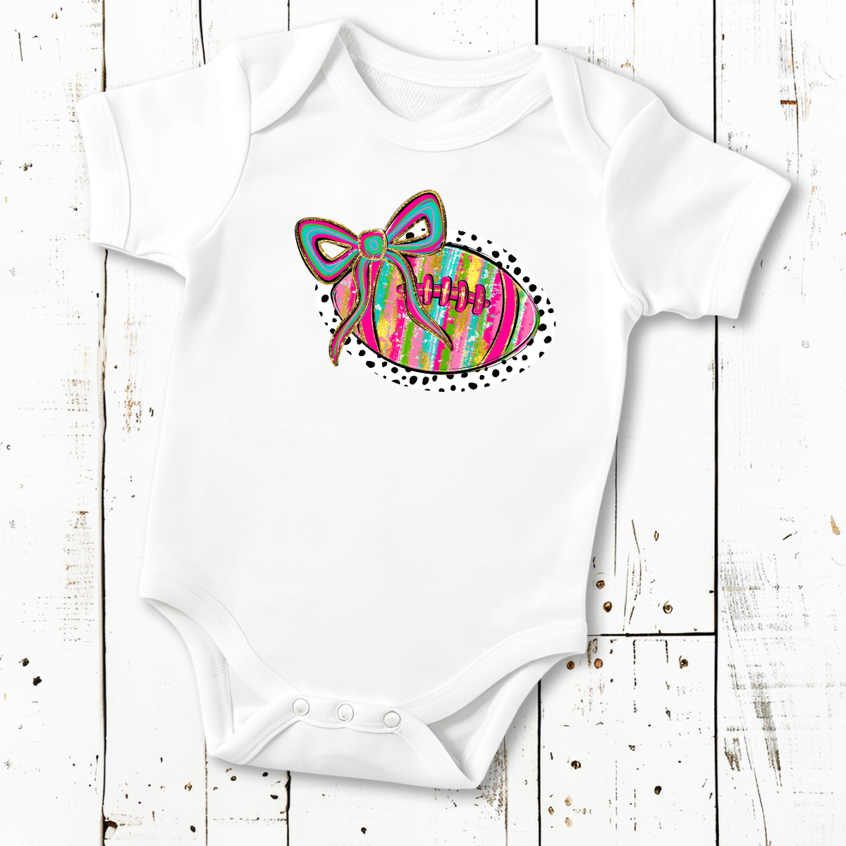 Painted Football with Bow -DTF Transfer Print