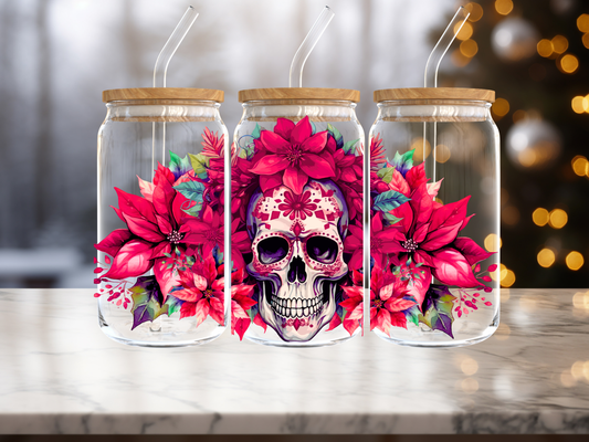 Poinsettia Skull Wrap