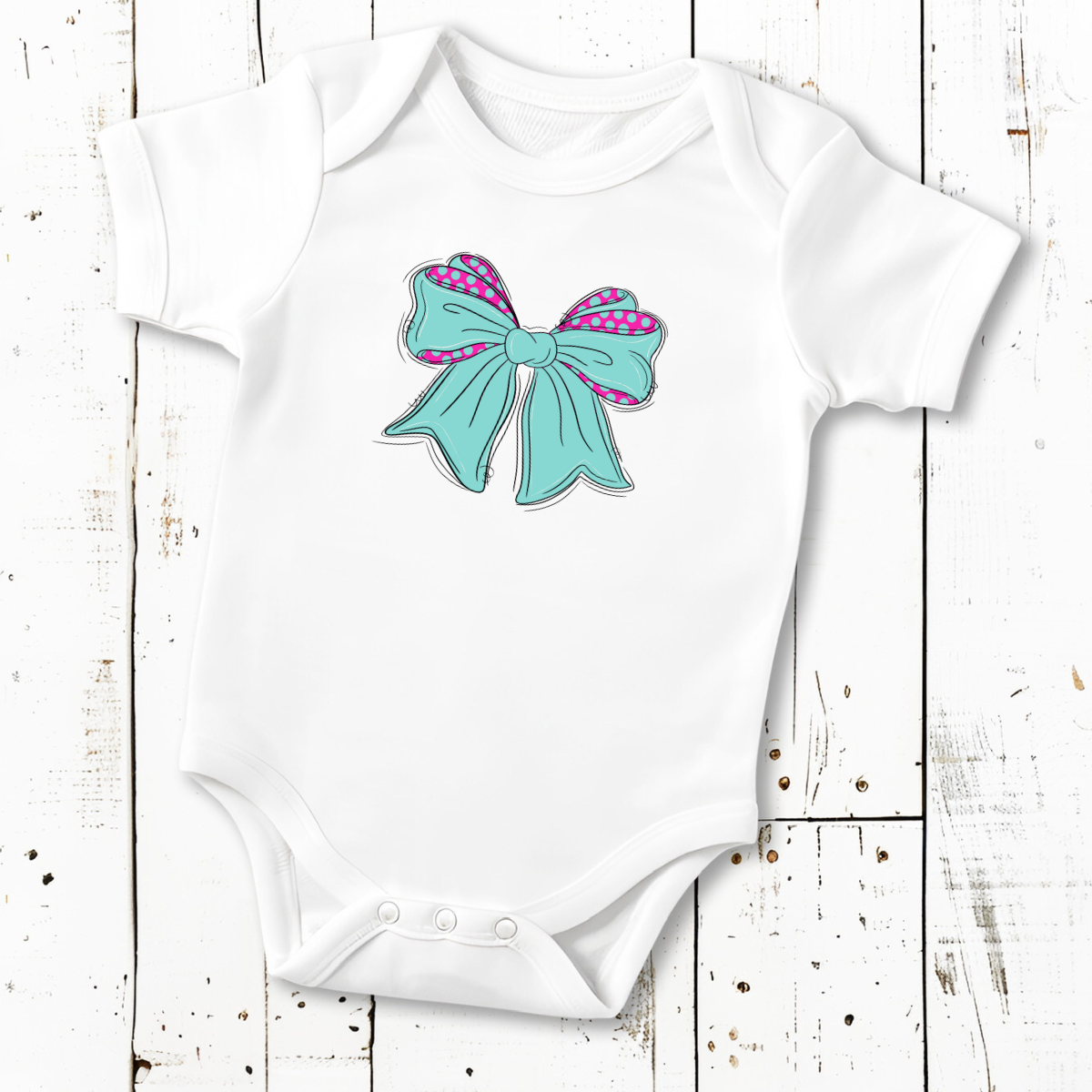 Teal Bow with Polk-a-Dots  -DTF Transfer Print