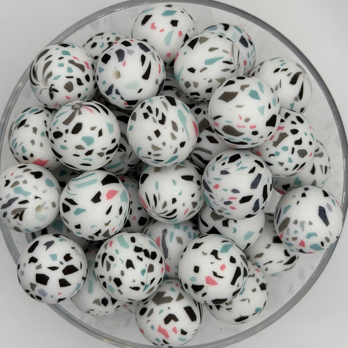 Confetti Chaos 19mm Print Silicone Bead