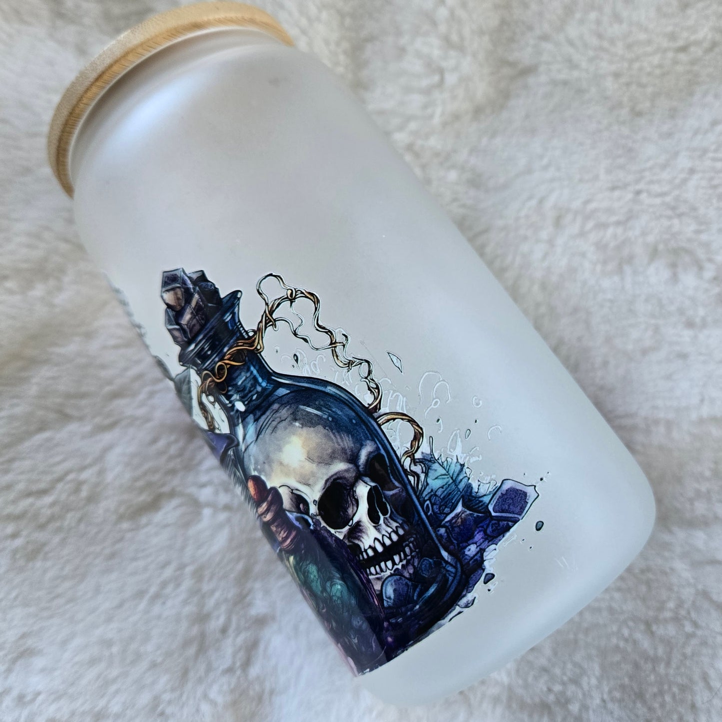 Spooky Witchy & Pretty Damn Bitchy - 16oz frosted glass UVDTF tumbler