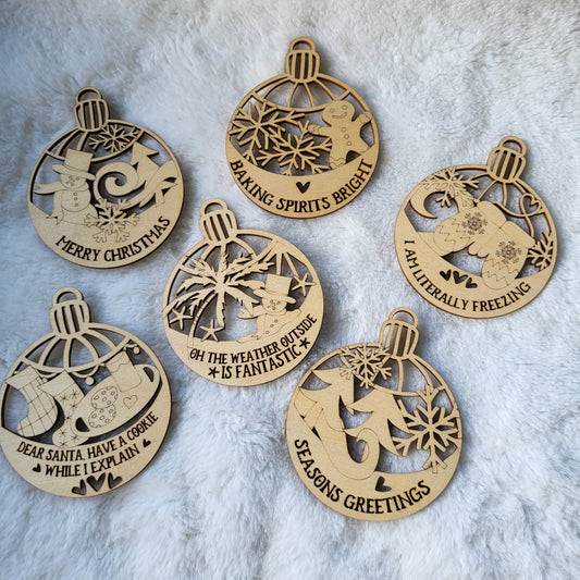 Nice List Ornaments - Finished Wood Not Painted