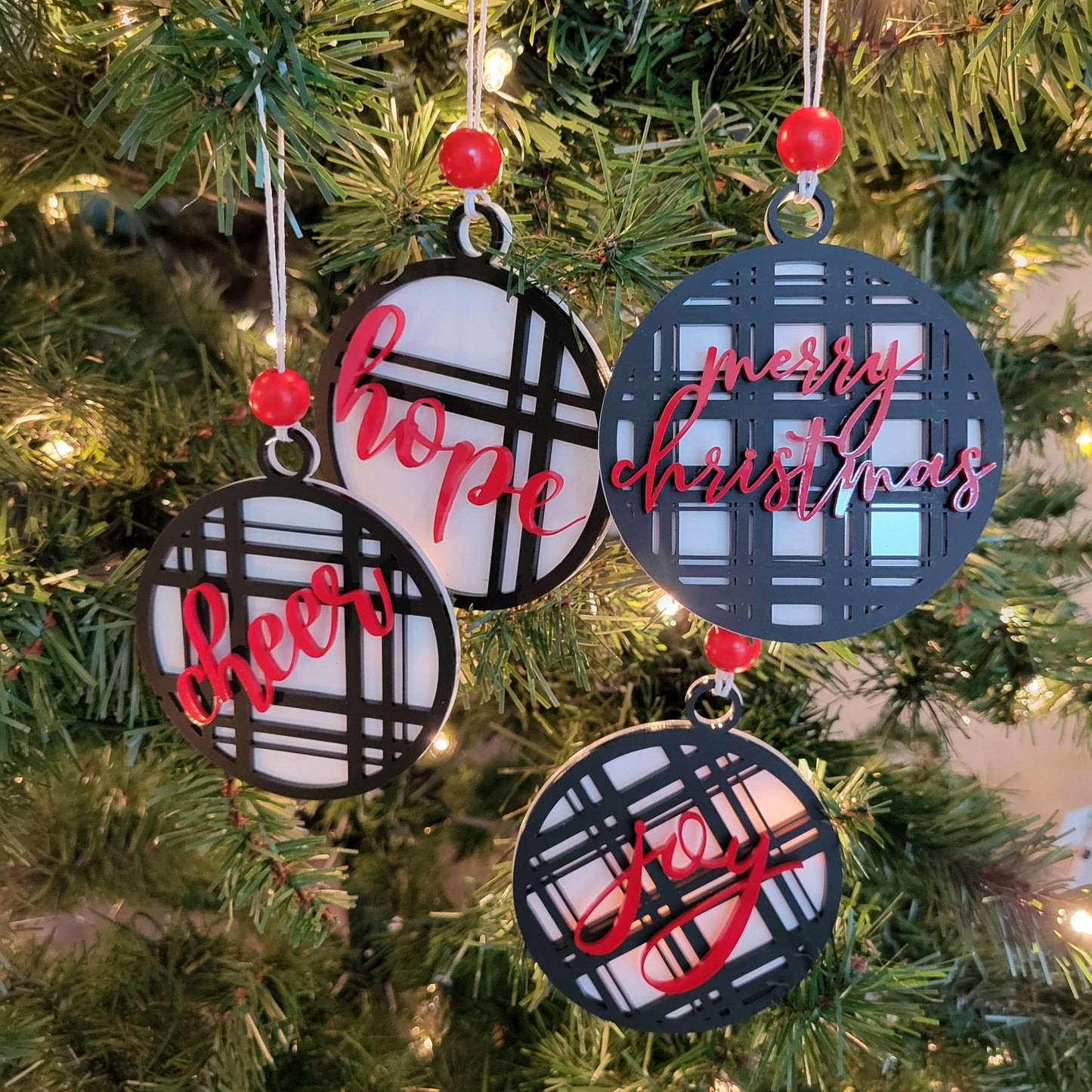 Plaid Christmas Tree Ornaments