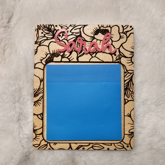 Wood Post-It Note Holder - Optional Floral Design and Personalization