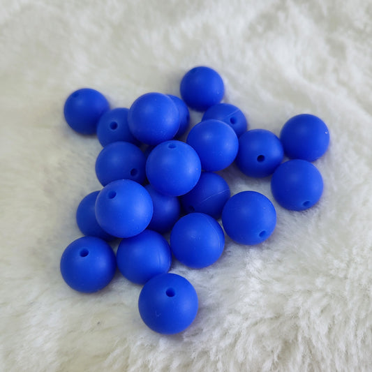 Royal Blue 15mm Solid Silicone Bead