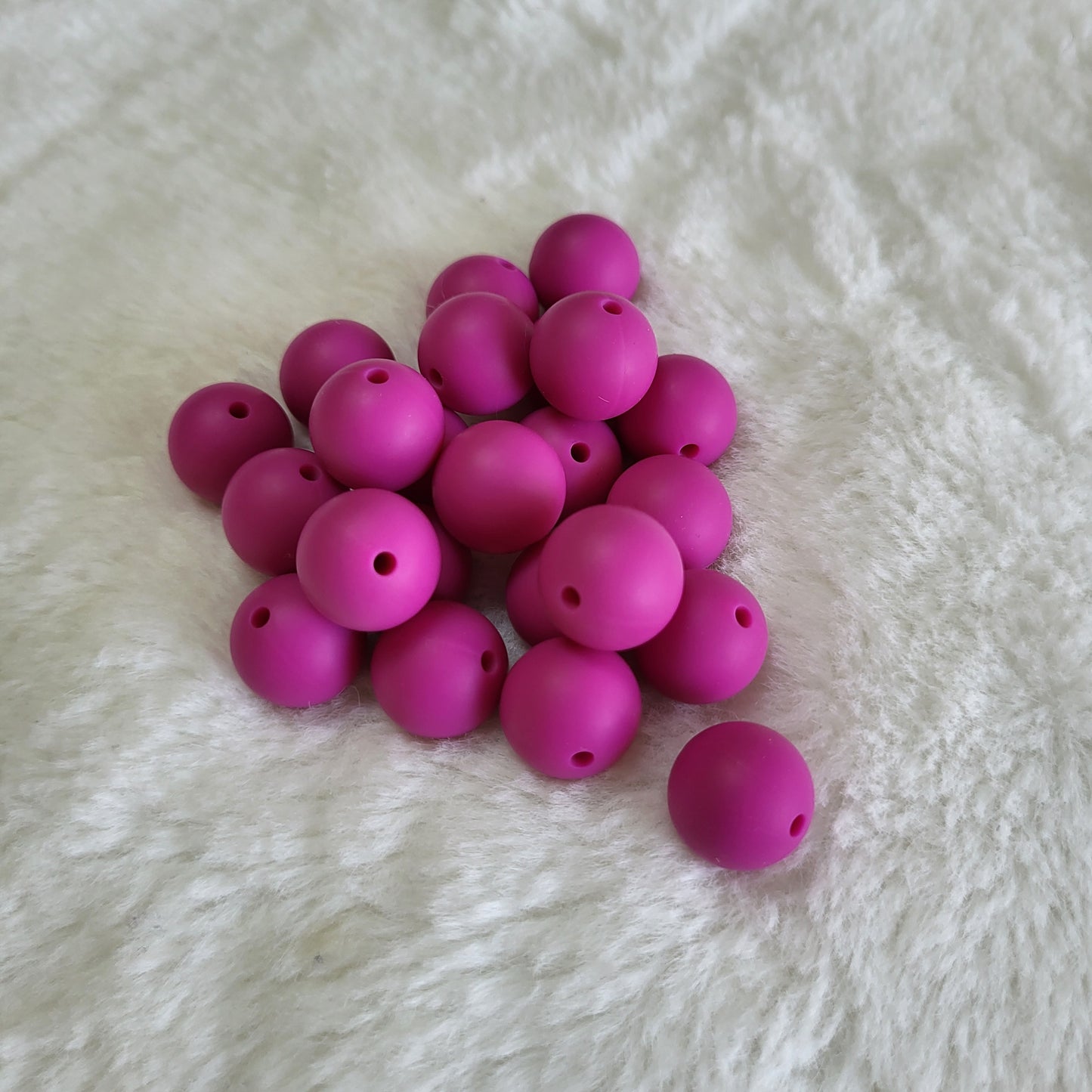 Magenta 15mm Solid Silicone Beads