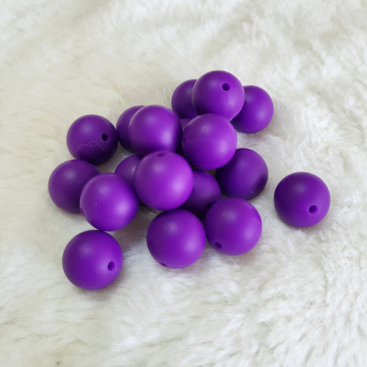 Dark Purple 15mm Solid Silicone Beads